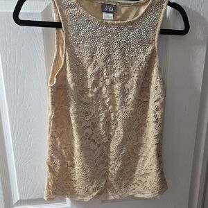 Dots Lace Sleeveless Blouse - Cream